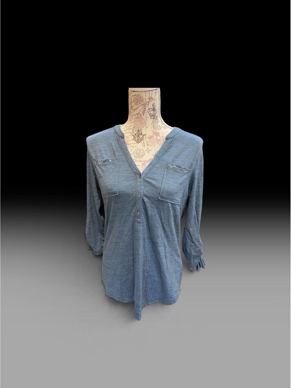 Ibex Women’s Merino Wool Crewneck Long Sleeve Top Butttons Blue Sz M NWOT